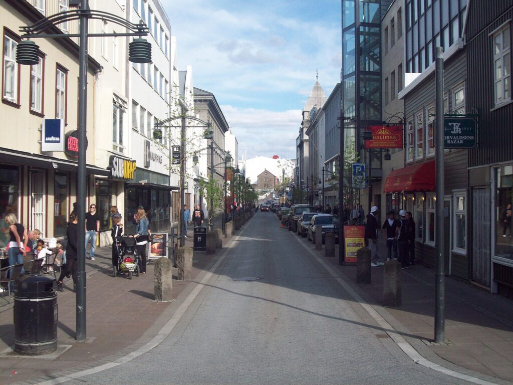 Austurstraeti in central Reykjavik near the Grill Market restaurant