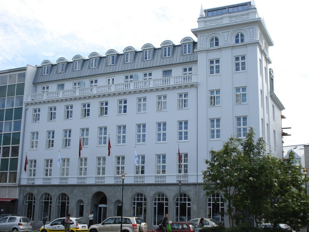 Historic art deco Hotel Borg on Austurvollur square in Reykjavik
