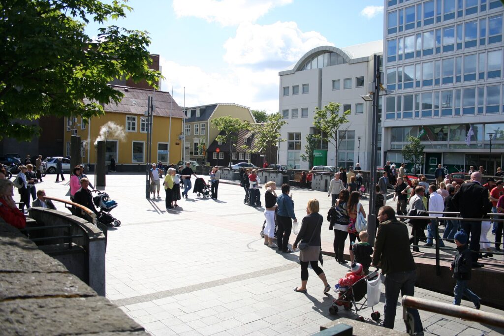 Ingolfstorg square in central Reykjavik near Micro Bar