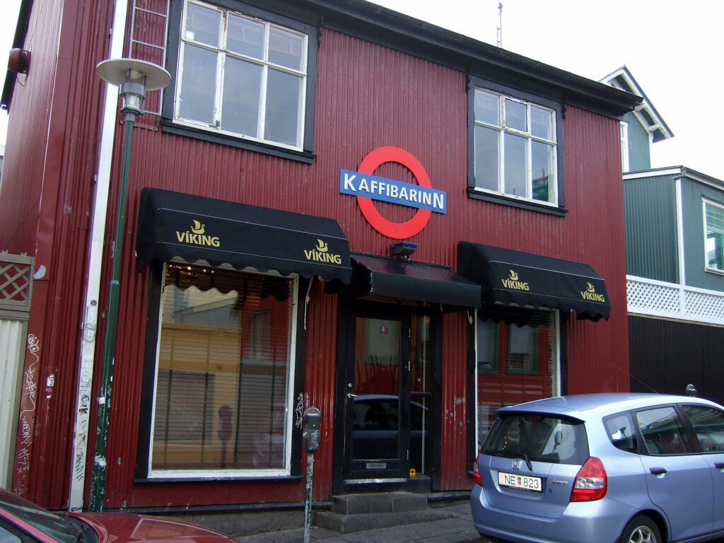 The red-fronted Kaffibarinn bar in central Reykjavik