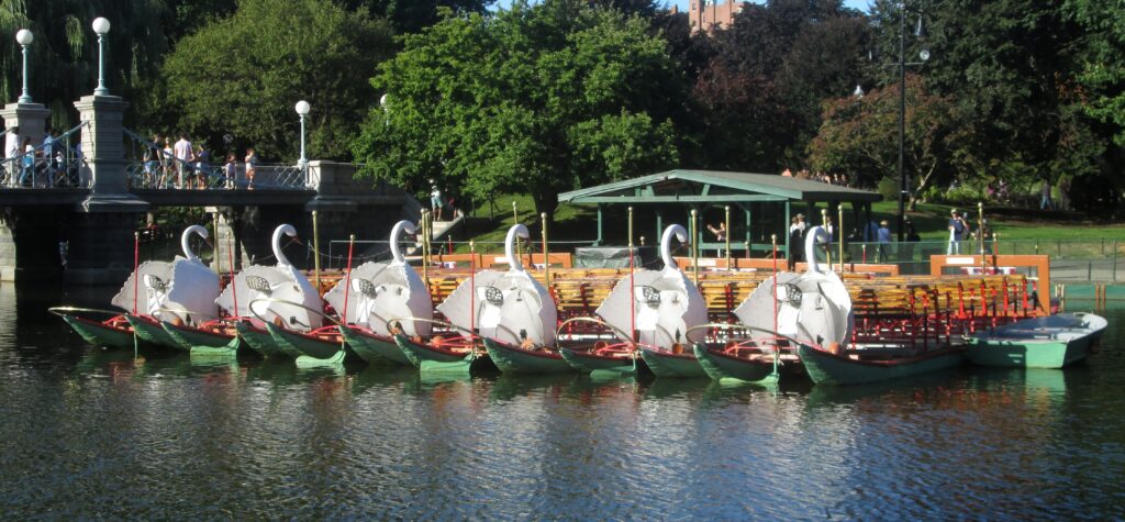 Boston Public Garden and Swan Boats in Boston Massachusetts