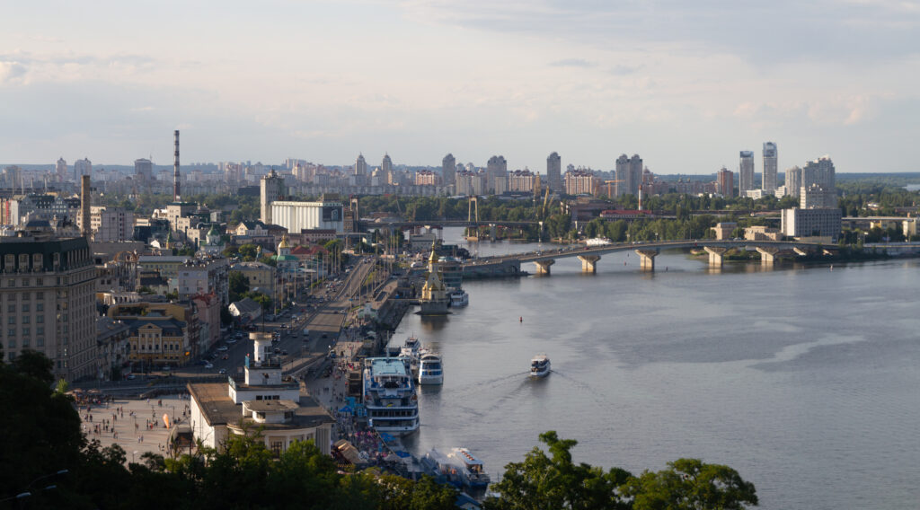 Poshtova Square and Podil riverside in Kyiv