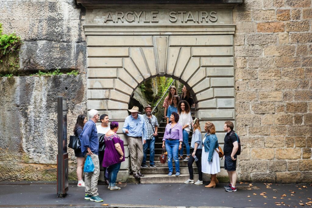 Historic sandstone laneway in The Rocks district of Sydney