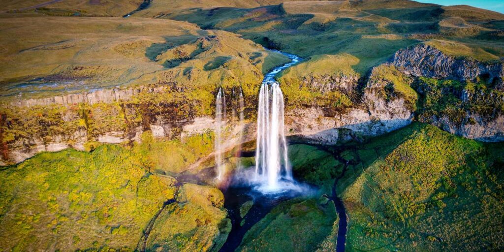 Skogafoss waterfall on a south coast tour from Reykjavik