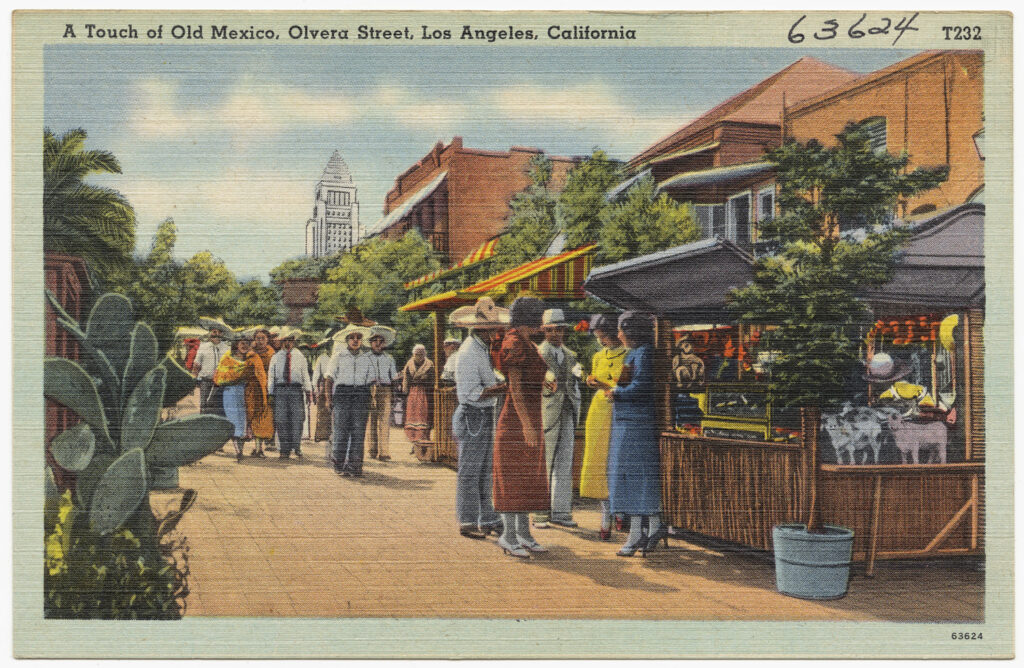 Historic Olvera Street marketplace in downtown Los Angeles California