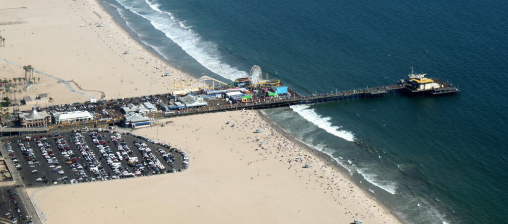 Santa Monica Pier at the beach in Los Angeles California