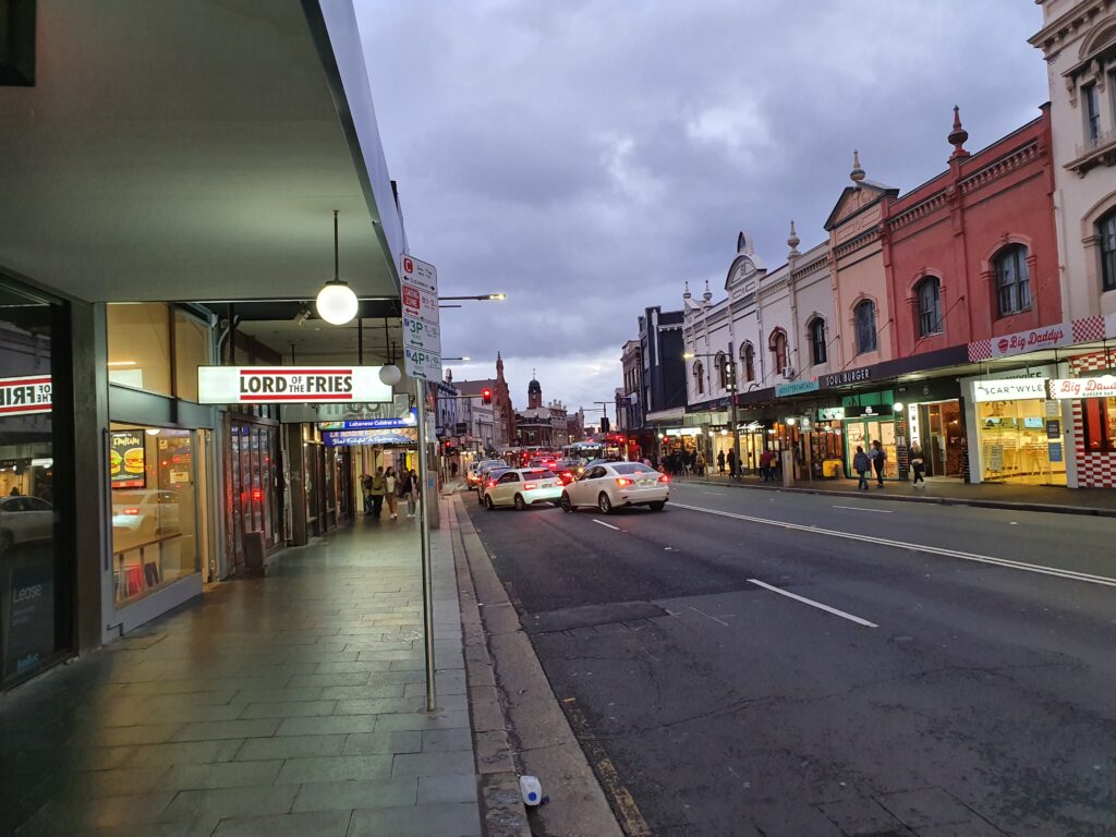 Inner-west Sydney street at dusk in Sydney