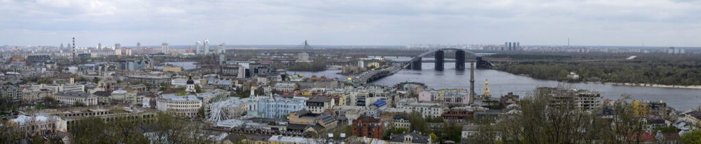 Podil district skyline in Kyiv
