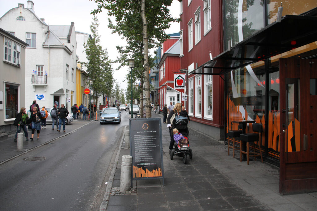 Laugavegur street in central Reykjavik where Dill restaurant sits