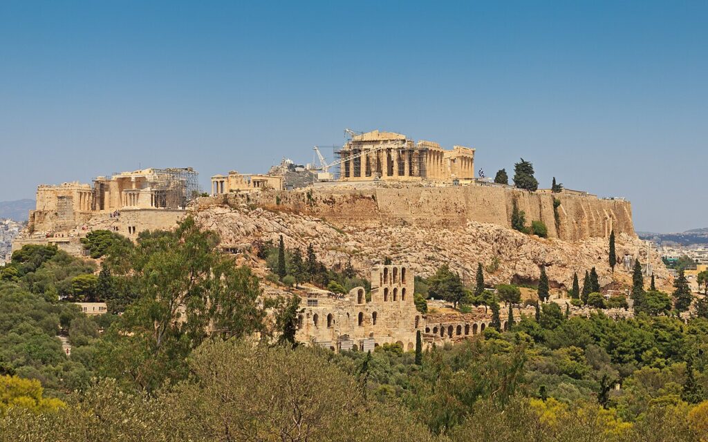 Acropolis and Parthenon from Philopappos Hill, Athens