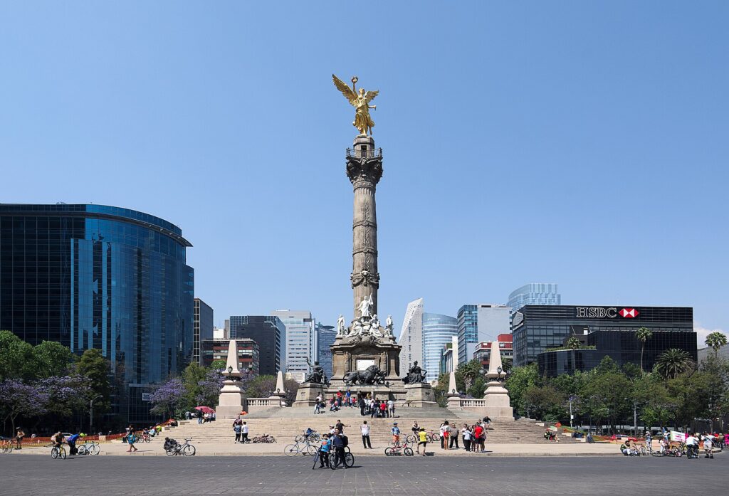 Golden Angel of Independence monument on Reforma in Mexico City
