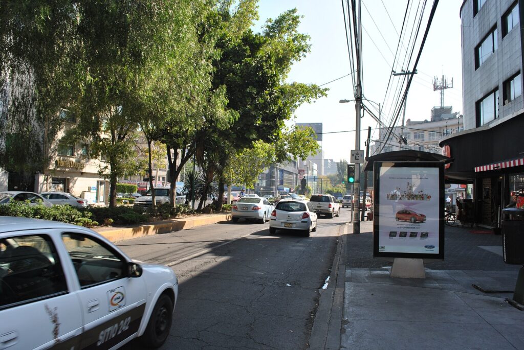Tree-lined Avenida Presidente Masaryk in Polanco Mexico City