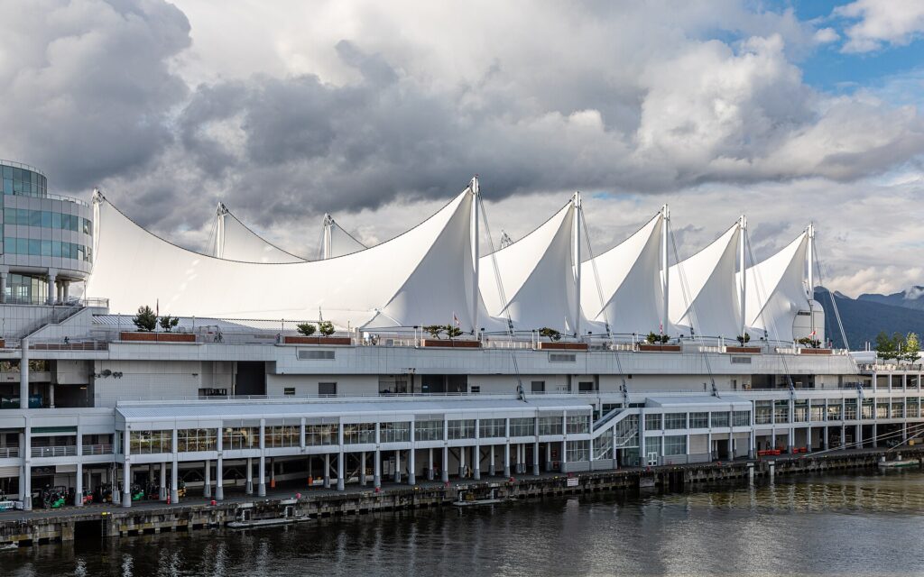 The sail-roofed Canada Place on the Vancouver waterfront