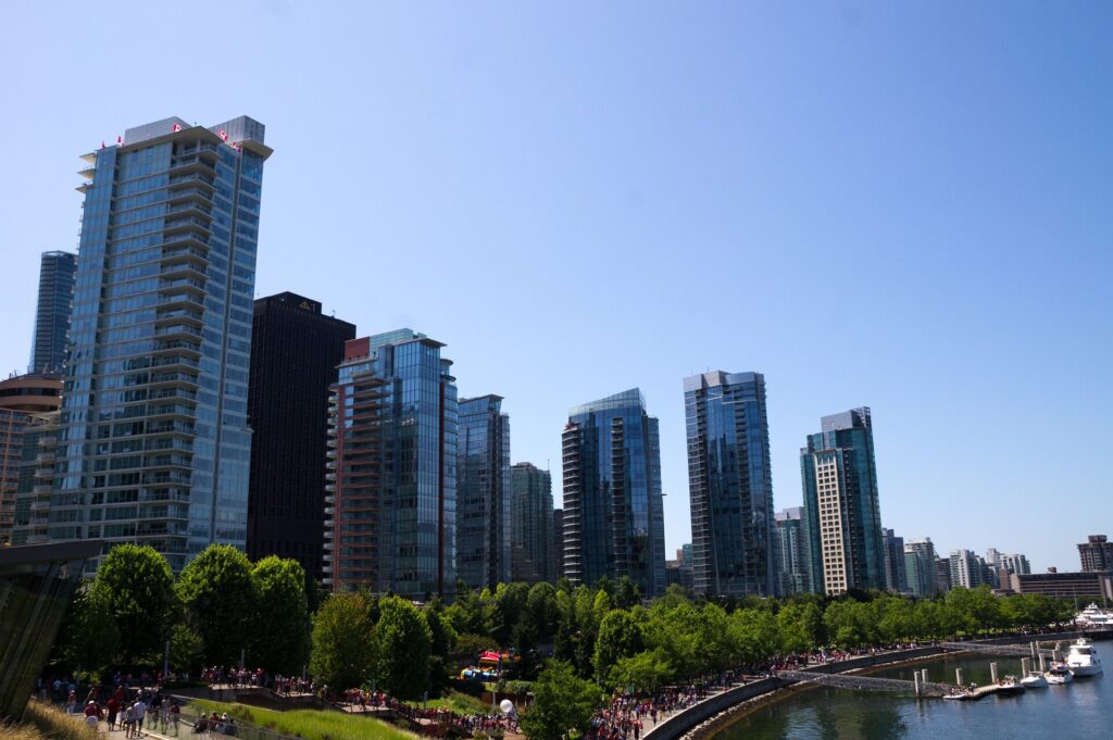 Glass towers over Coal Harbour in Vancouver