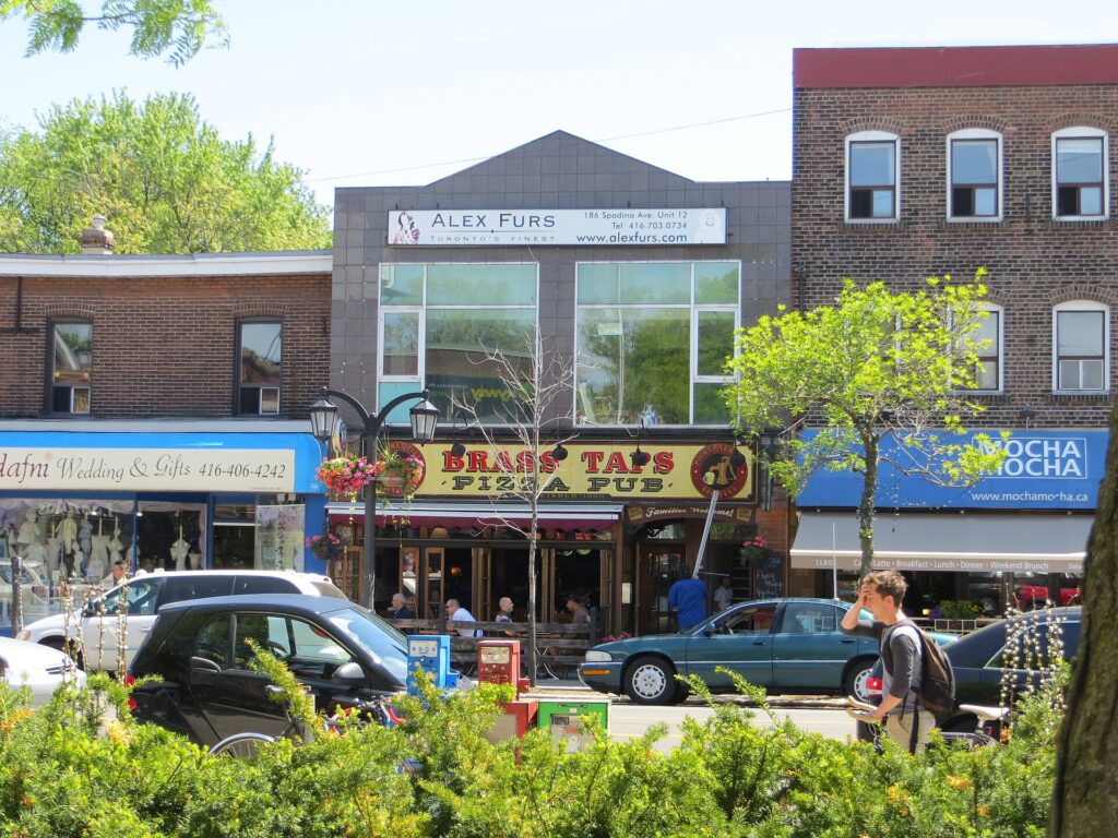 Shops along Danforth Avenue in Toronto Greektown