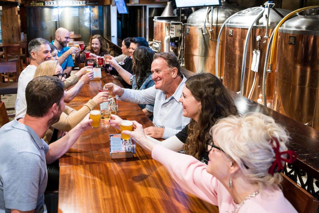 A guide leading a food tour through historic Gastown in Vancouver