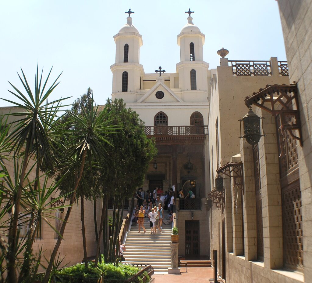 The Hanging Church seen from the courtyard in Coptic Cairo