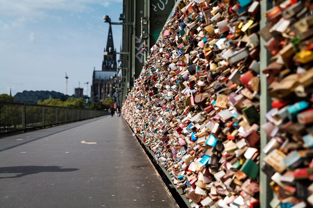 Love locks on the Hohenzollern Bridge in Cologne