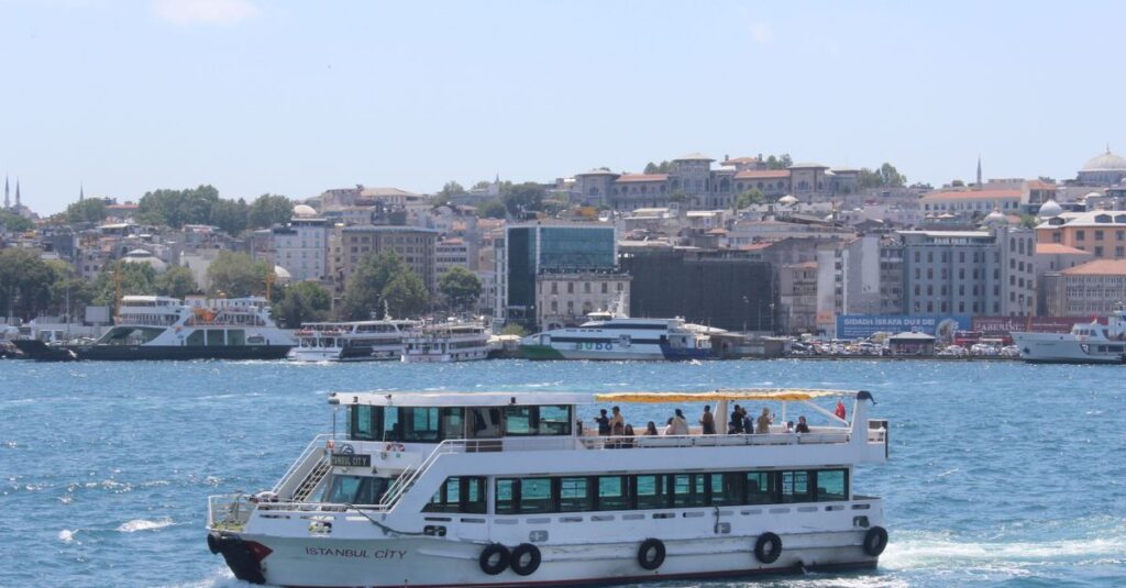 Boats on the Bosphorus in Istanbul