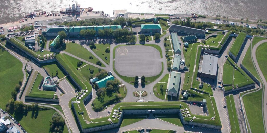 Aerial view of the star-shaped Citadelle fortress in Quebec City