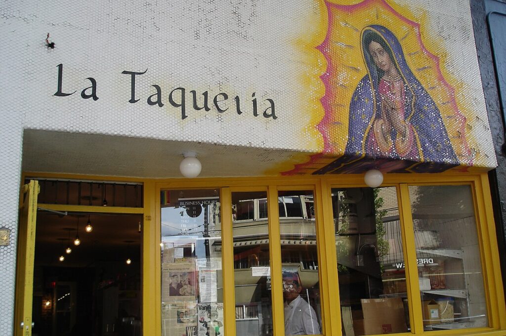 La Taqueria storefront in the Mission District, San Francisco