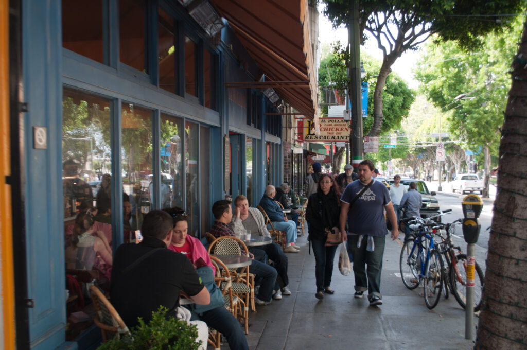 Columbus Avenue through North Beach, San Francisco, near the San Remo Hotel