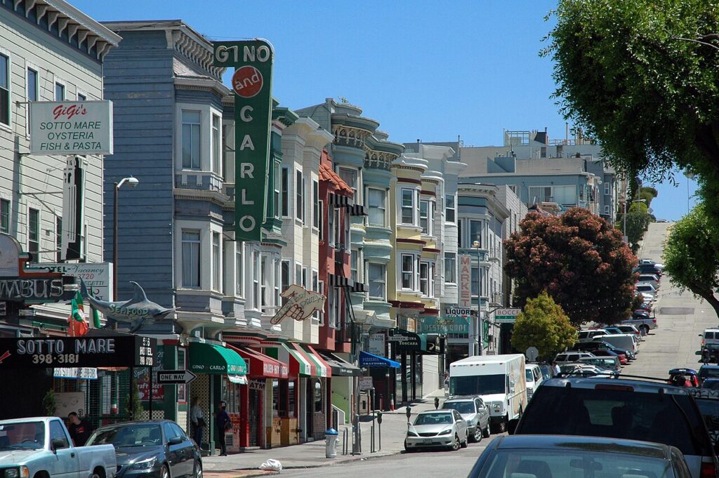 Italian shops and restaurants in North Beach, San Francisco