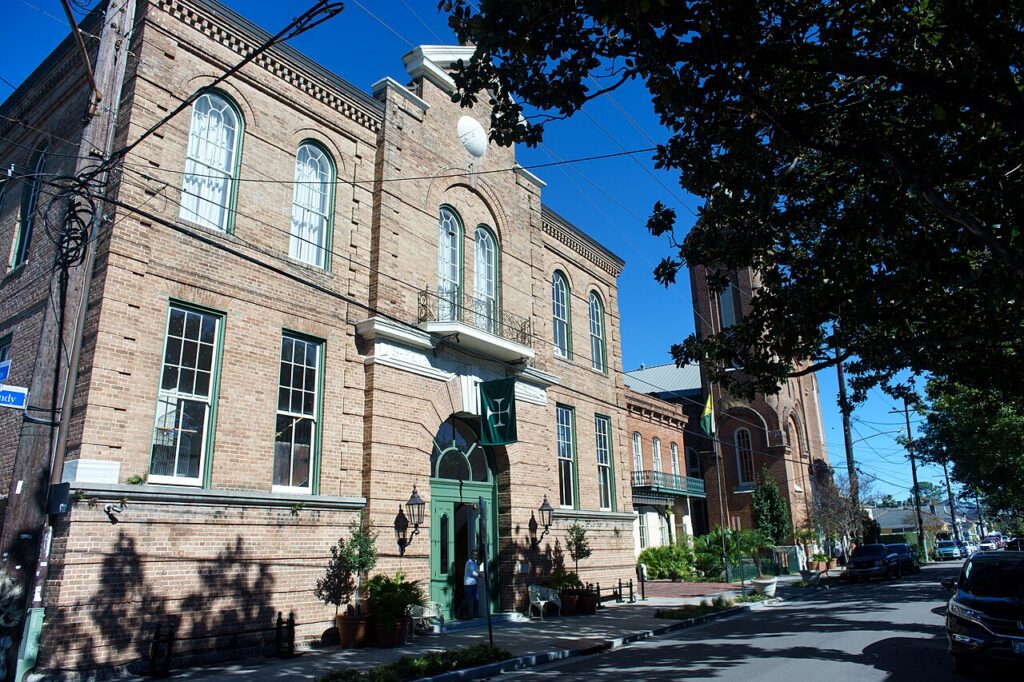 Exterior of Hotel Peter and Paul, a restored church complex in the Marigny, New Orleans
