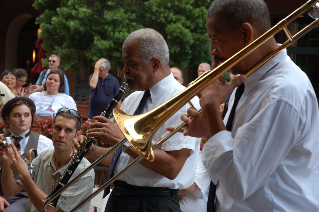 The Preservation Hall Jazz Band performing in the French Quarter