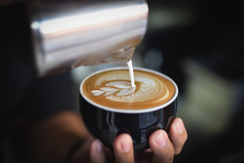 A latte in a cafe