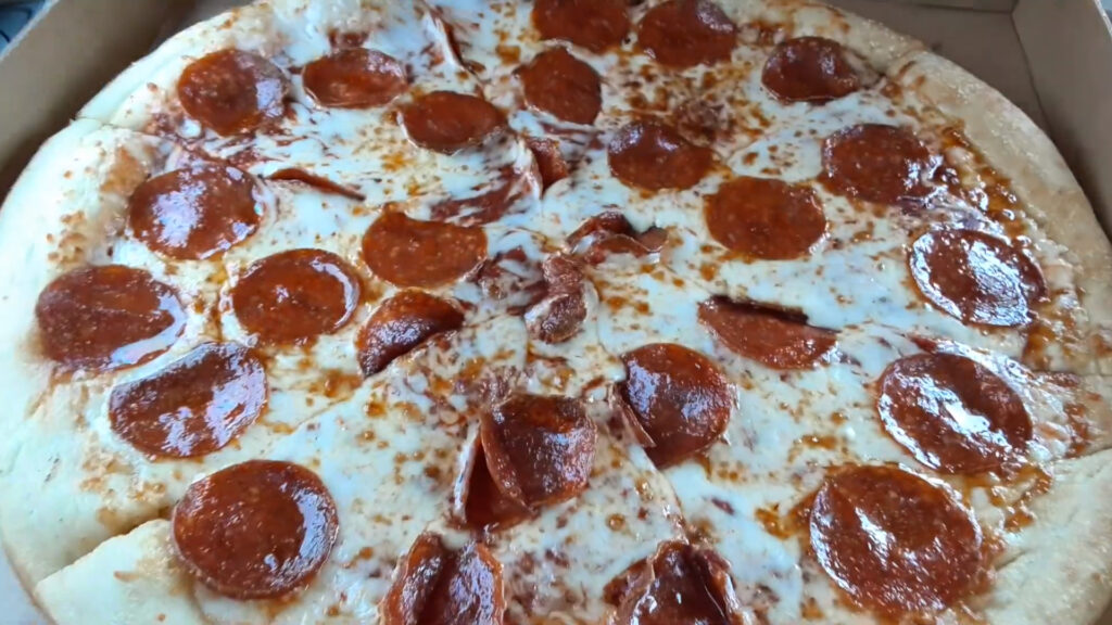 A whole pepperoni pizza, like those served at Slim & Husky's