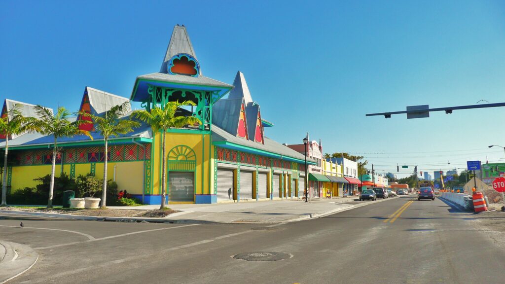 Streetscape in the Little Haiti neighborhood of Miami