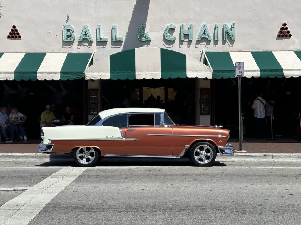 Classic car on Calle Ocho in Little Havana, Miami