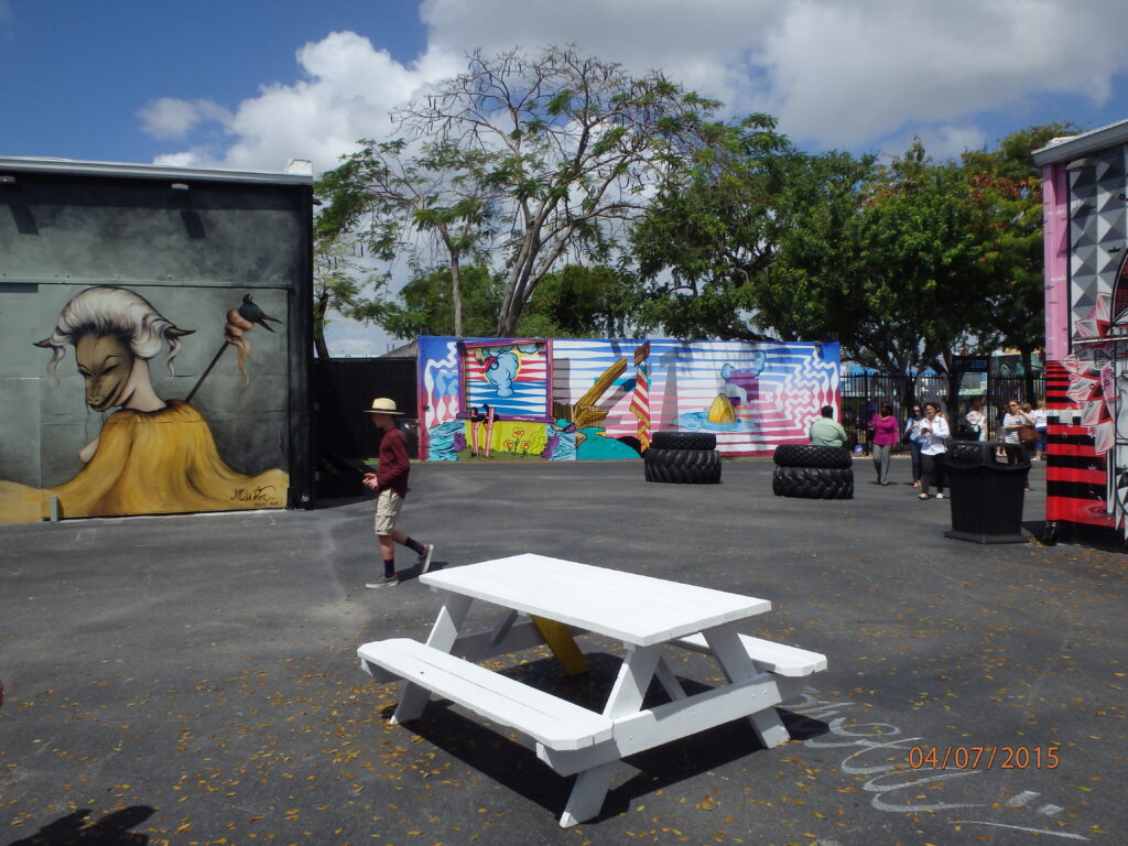 Mural-covered street in Miami's Wynwood arts district