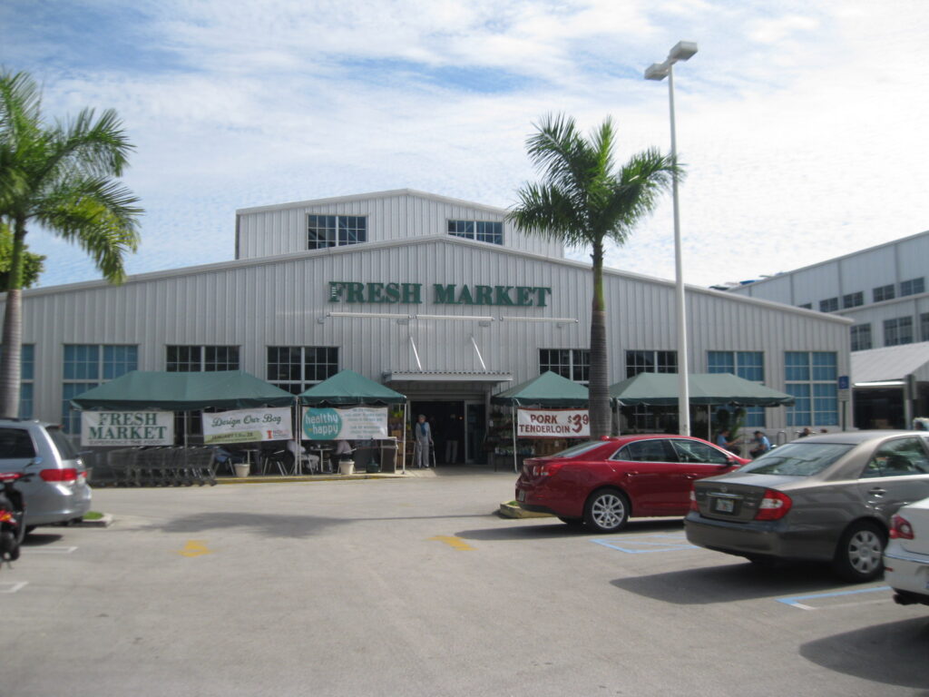 Outdoor fresh produce market in Coconut Grove, Miami