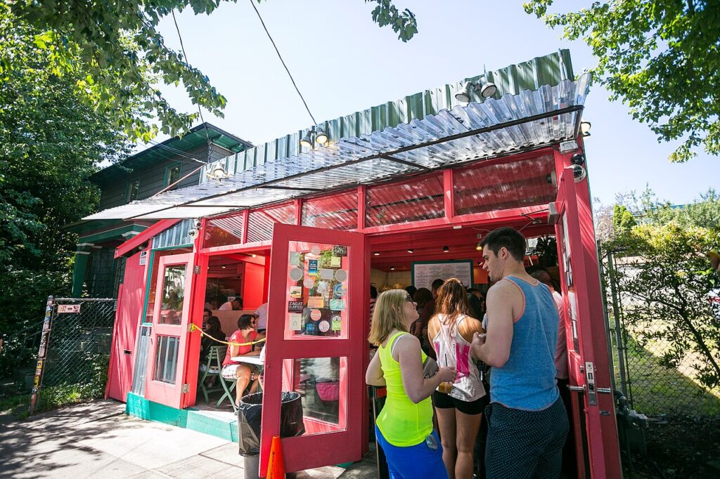 Exterior of Paseo Caribbean sandwich shop in Fremont, Seattle