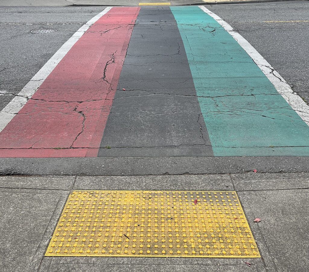 Pan-African flag crosswalk in Seattle's Central District