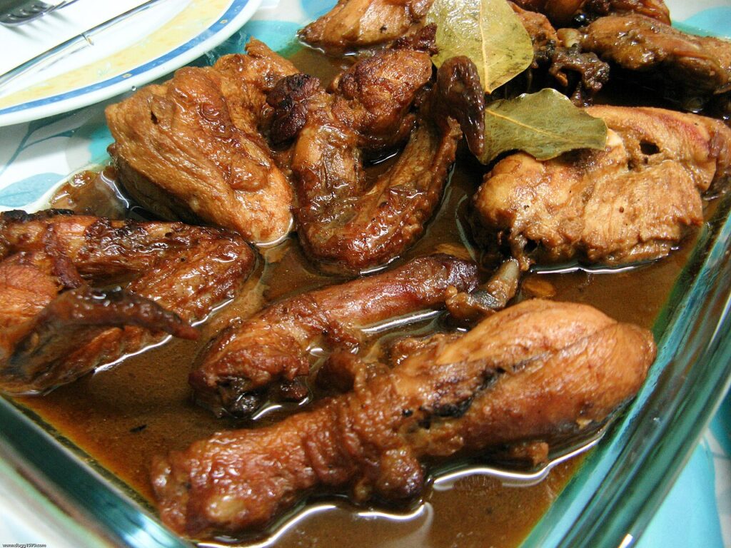 Chicken adobo, a classic Filipino dish, over rice