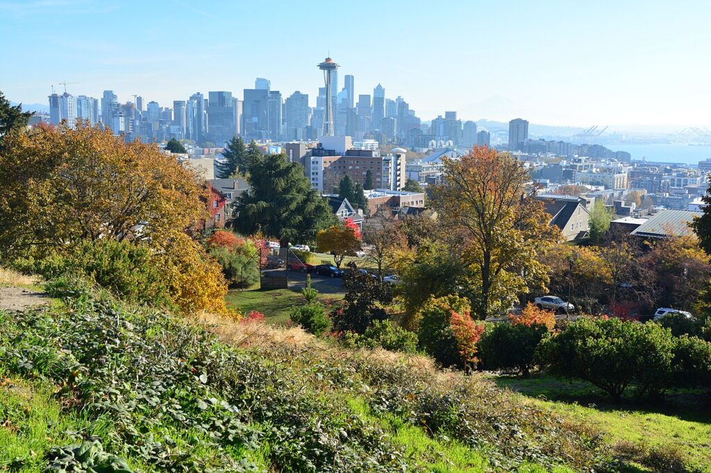 Seattle skyline and Space Needle from Kerry Park on Queen Anne