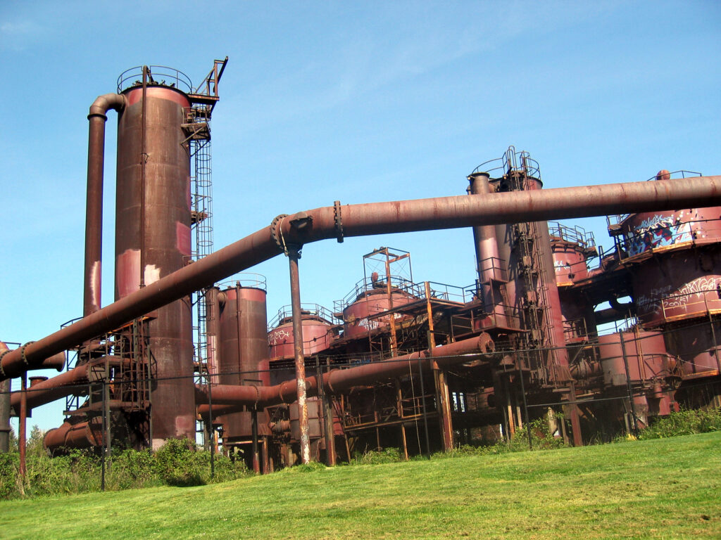 Rusted structures at Gas Works Park on Lake Union, Seattle