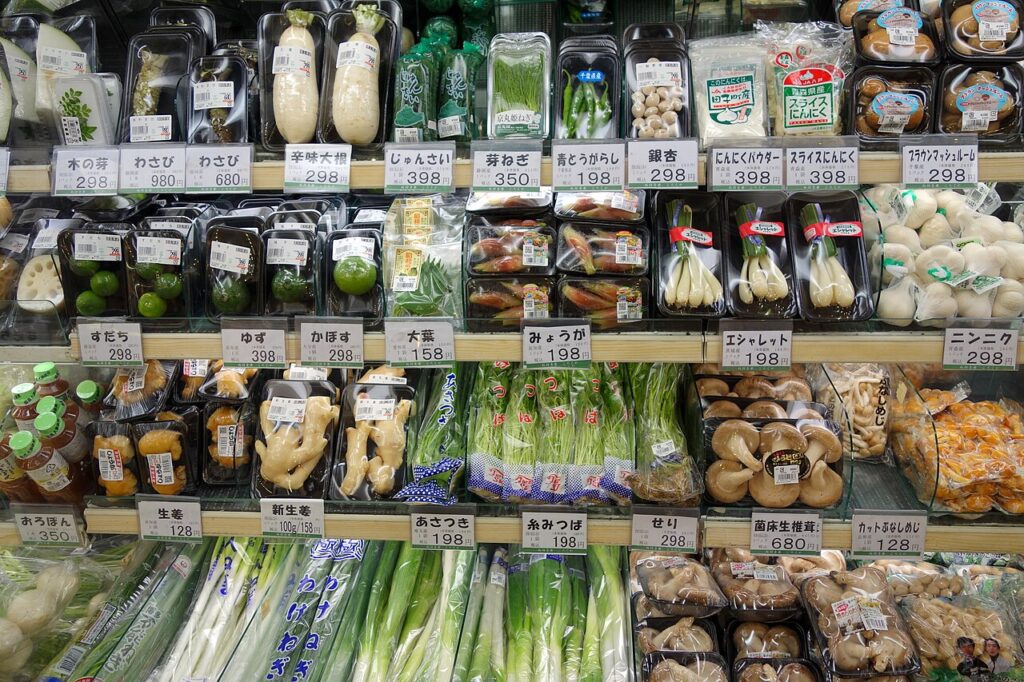 Aisles of an Asian grocery market like Uwajimaya