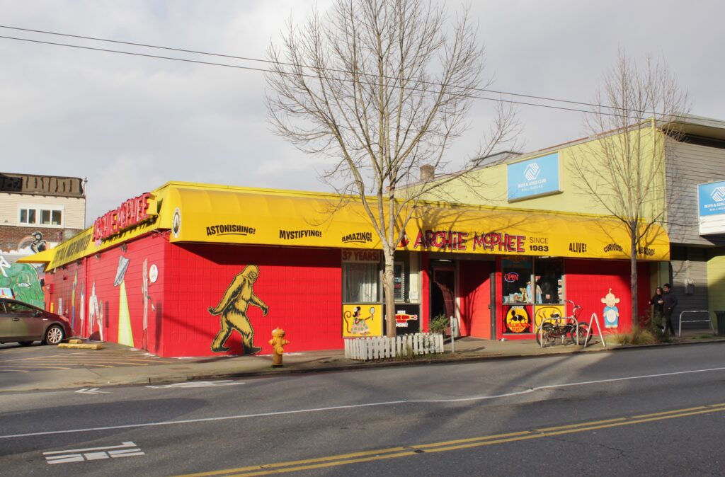 Storefront of Archie McPhee novelty shop in Wallingford, Seattle