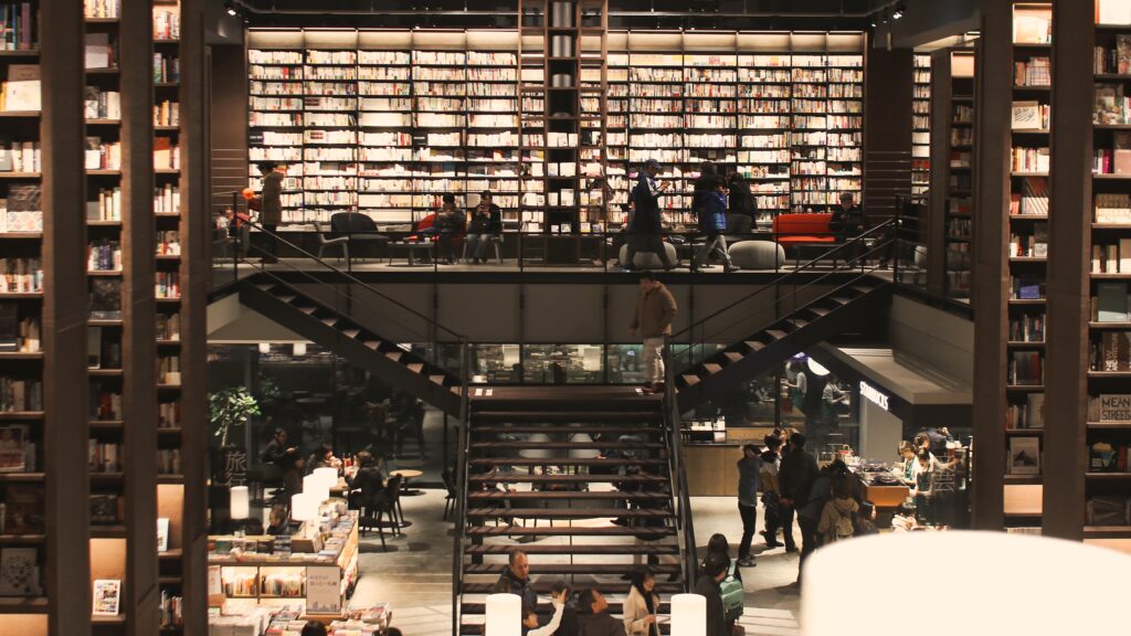 Shelves of books at an independent bookstore, like Estelita's Library