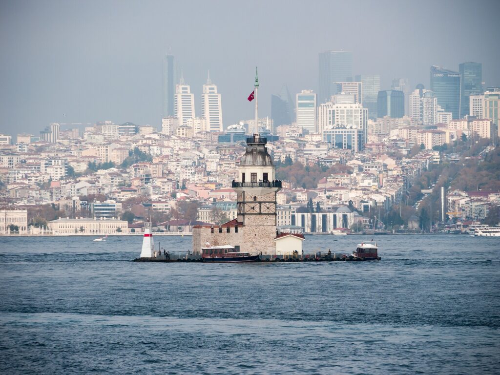 Maiden’s Tower on its islet in the Bosphorus, Istanbul