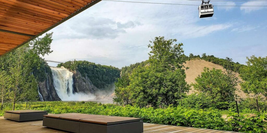 Montmorency Falls and cable car near Quebec City