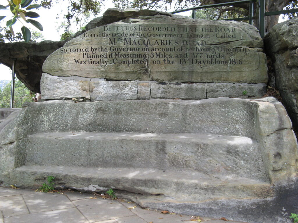 Carved sandstone Mrs Macquarie's Chair seat at Sydney harbour lookout