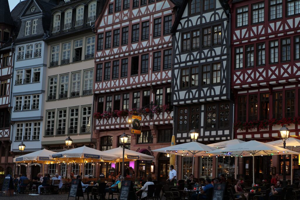 Reconstructed timber-framed houses in the old town of Frankfurt