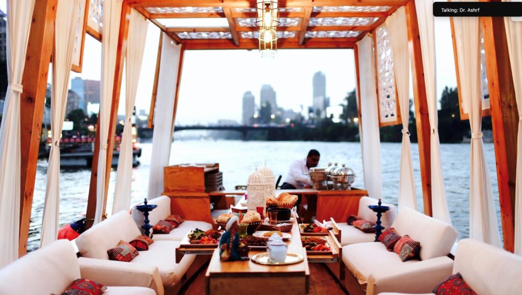 Felucca sailboat on the Nile at sunset in Cairo