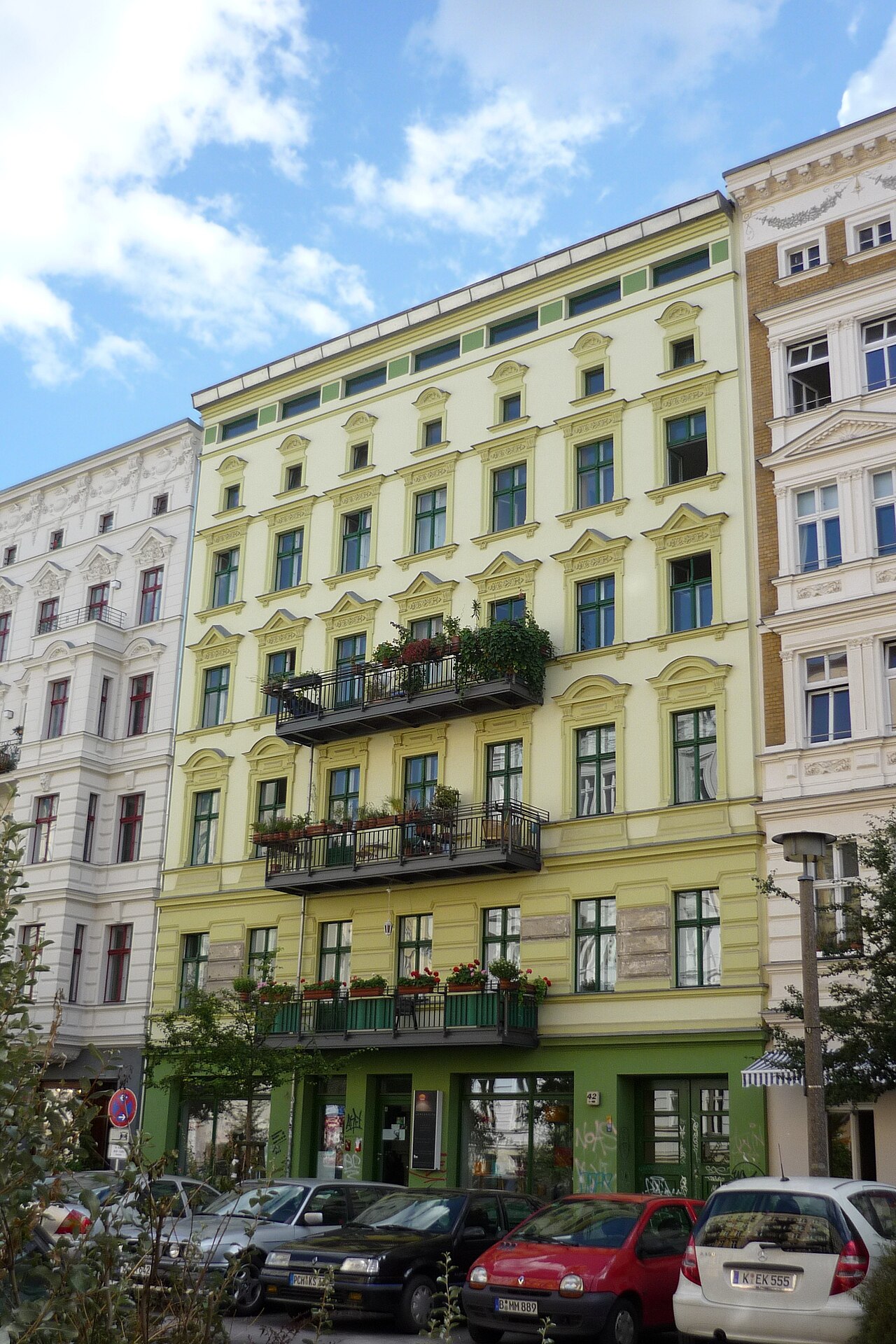Restored Altbau facades on Oderberger Straße in Prenzlauer Berg, Berlin
