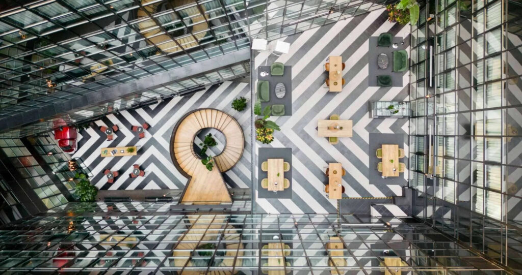 Only YOU Hotel Atocha design patio atrium in Madrid